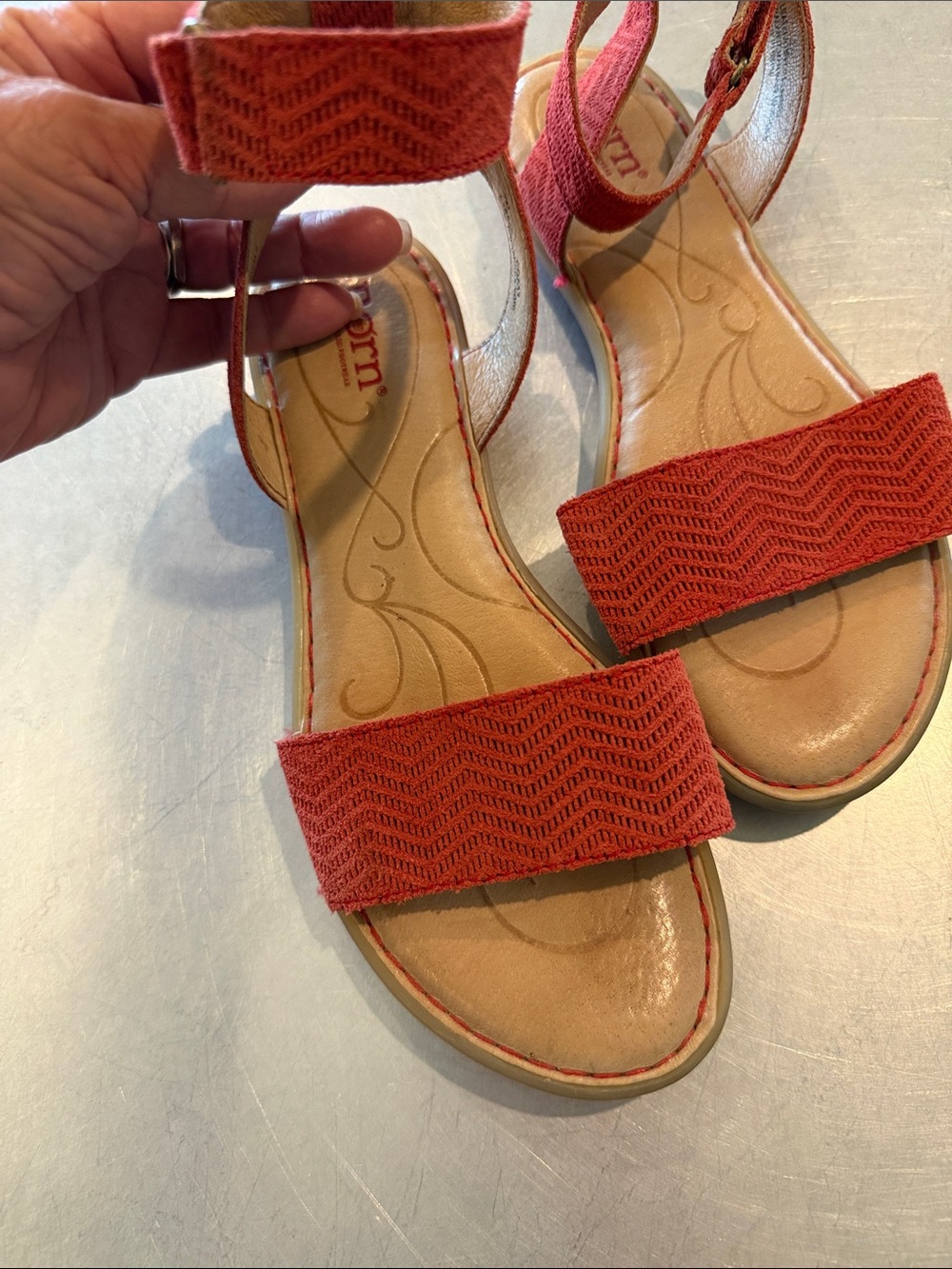 Born Red Fabric Ankle-Strap Sandals